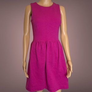 J.Crew|A-Line Dress|Size XS|Magenta-Pink|Front Pleated|Knee Length|Stretch